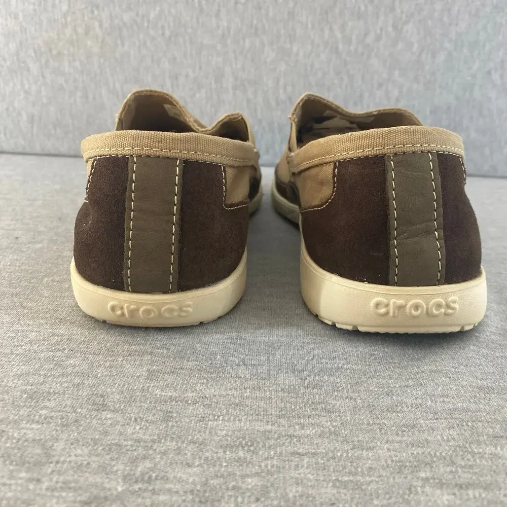 Crocs Men's Slip-On Canvas Boat Shoe in Tan/Brown